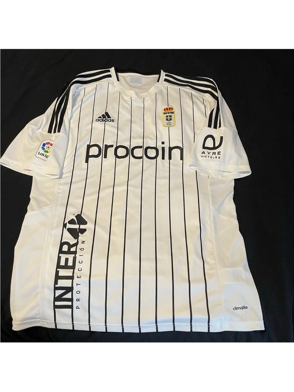 adidas White and Black Pinstripe Soccer Jersey